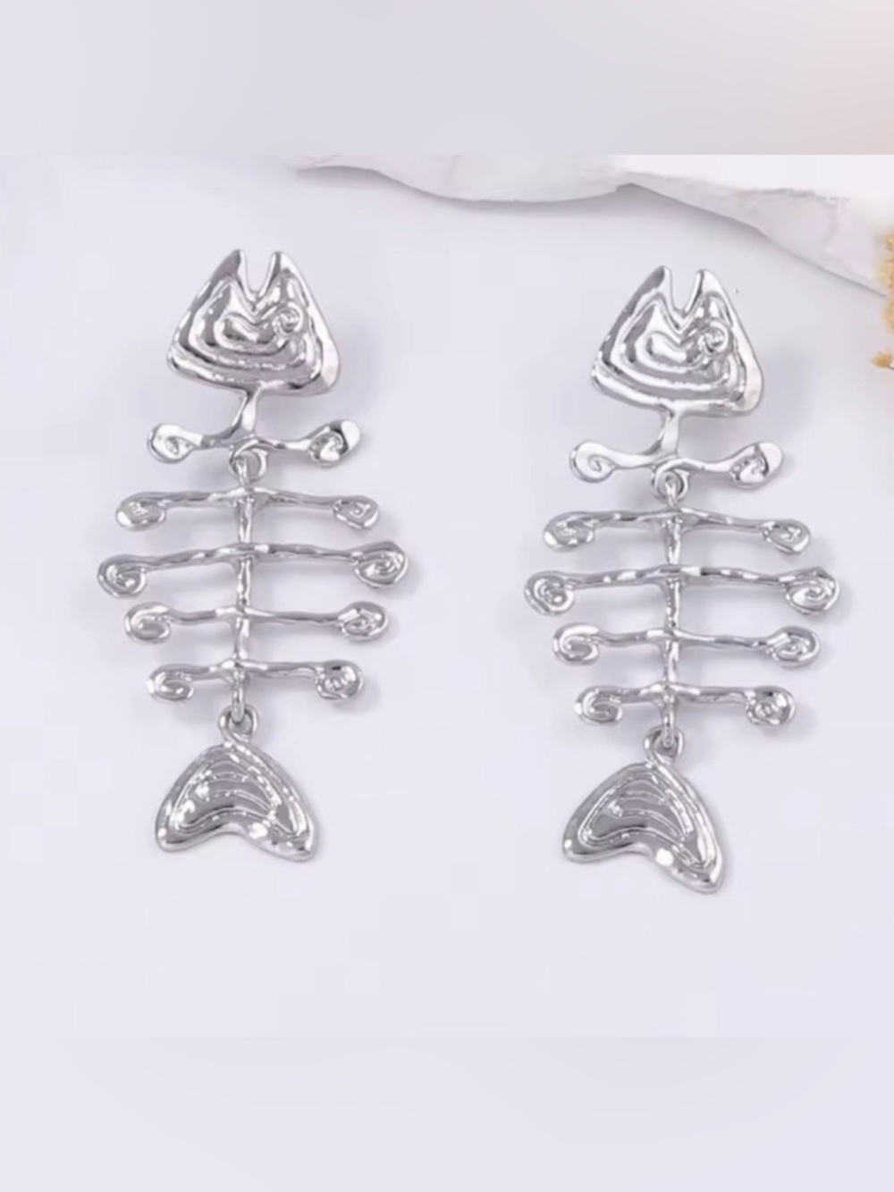 Trendy Fishbone Drop Earrings Fish Skeleton